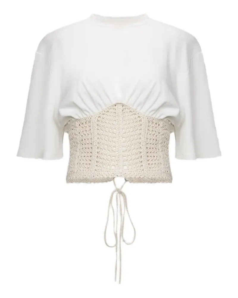 THE MANNEI crochet lace-up top - Weiß Weiß