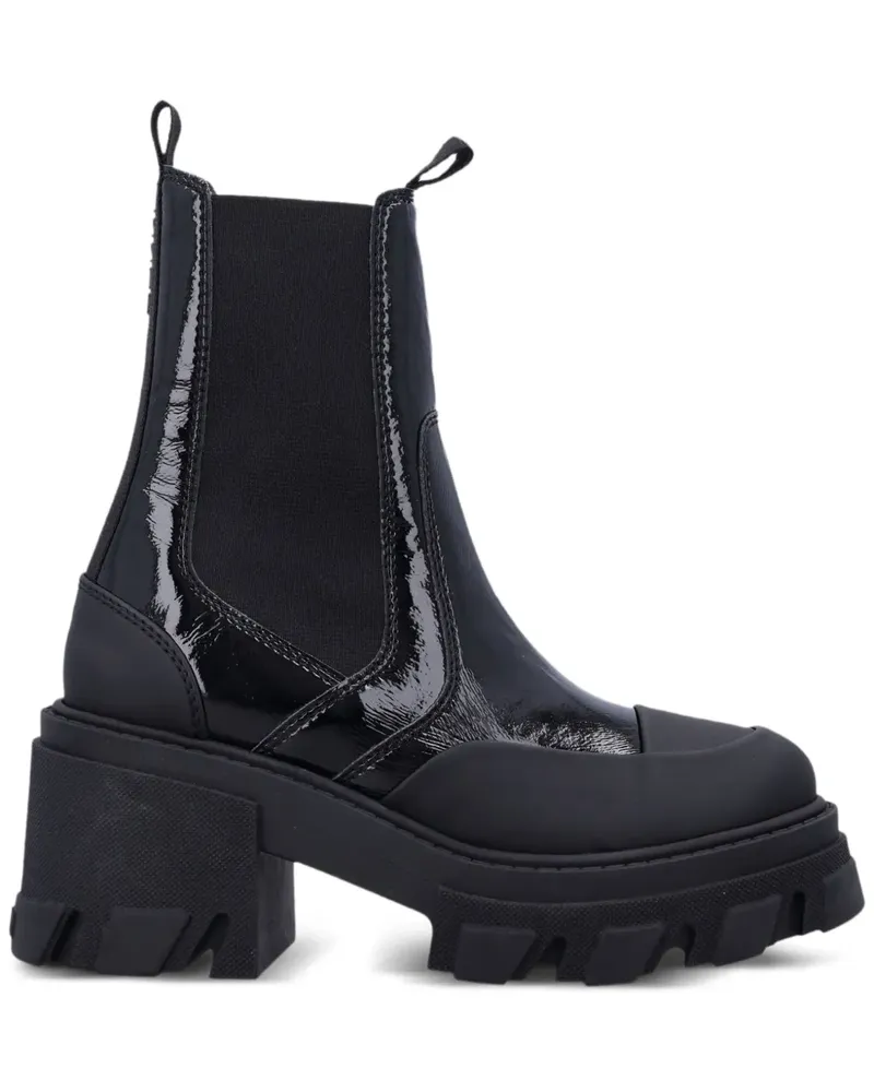 Ganni Chelsea-Boots aus Lackleder - Schwarz Schwarz