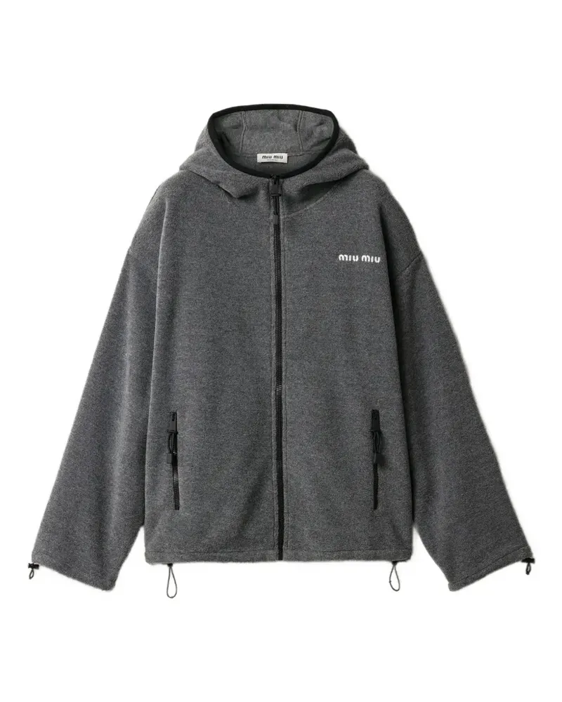 Miu Miu Fleece-Hoodie mit Logo-Stickerei - Grau Grau