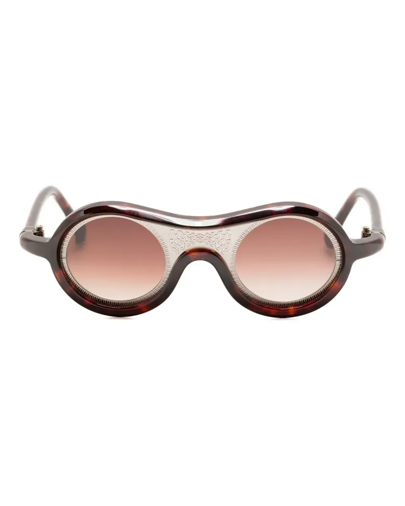 Yohji Yamamoto Sonnenbrille mit rundem Gestell - Braun Braun