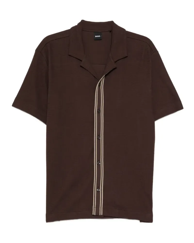 HUGO BOSS knitted button shirt - Braun Braun