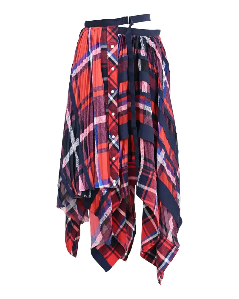 Sacai Asymmetrischer Wickelrock mit Falten - Rot Rot