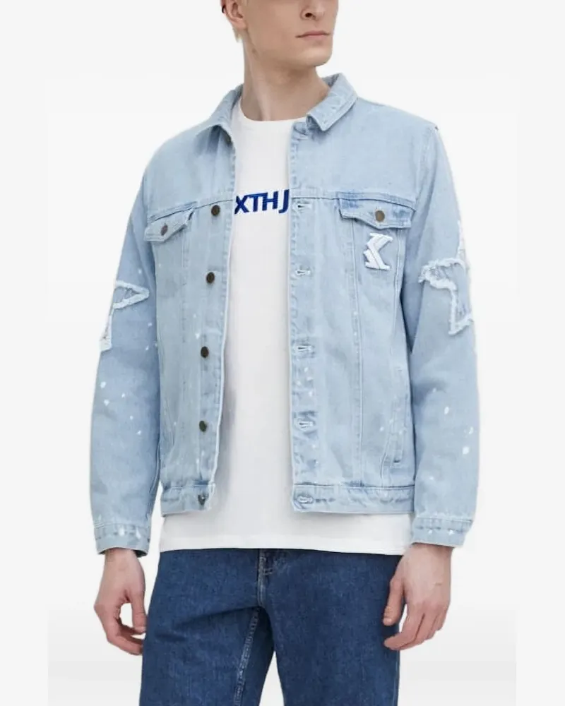 Karl Kani Jeansjacke mit Stern-Patches - Blau Blau