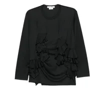 Langarmshirt mit Rüschen - Schwarz