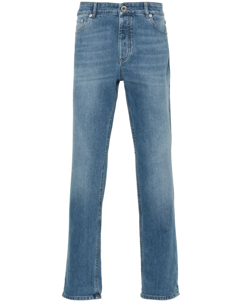 Brunello Cucinelli Halbhohe Straight-Leg-Jeans - Blau Blau