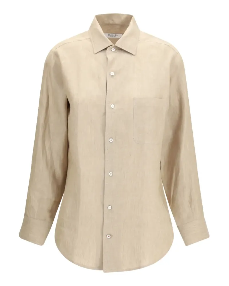 Loro Piana André chest-pocket linen shirt - Nude Nude