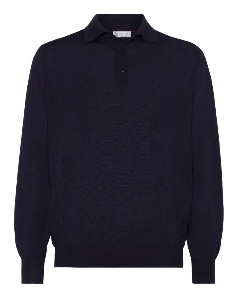 Brunello Cucinelli Langärmeliges Poloshirt - Blau Blau