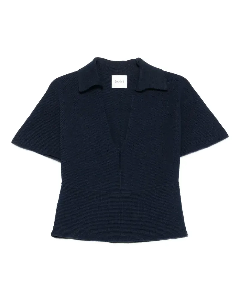 NUDE ribbed-knit V-neck sweater - Blau Blau