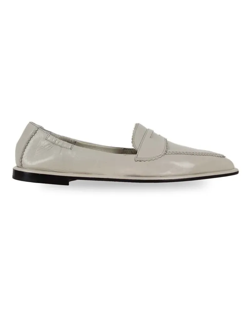 POMME D'OR Grace scalloped leather loafers - Grau Grau