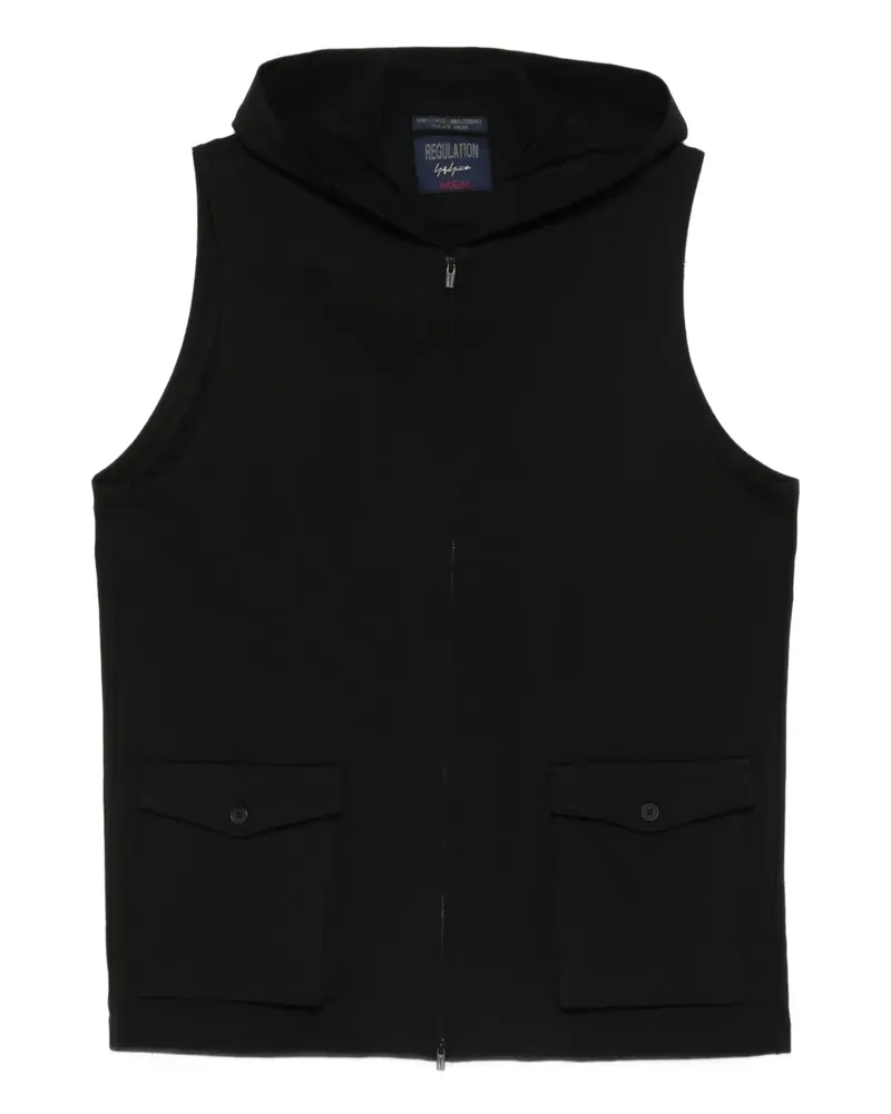 Yohji Yamamoto Weste mit Kapuze - Schwarz Schwarz