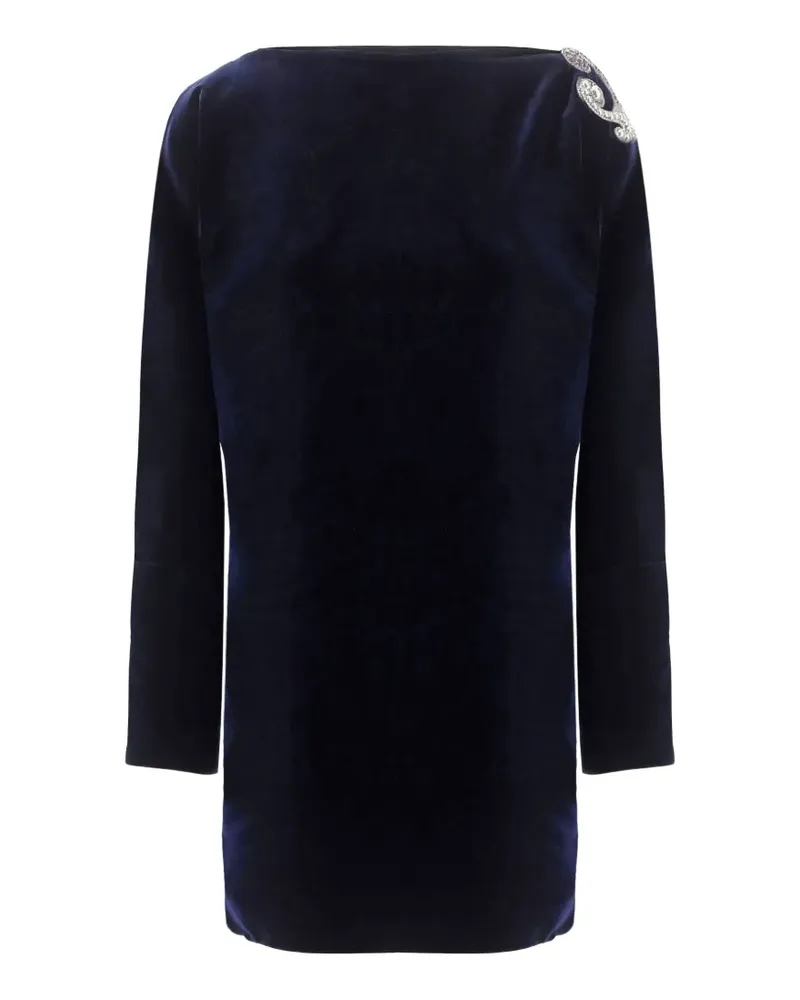 Versace embroidered velvet mini dress - Blau Blau