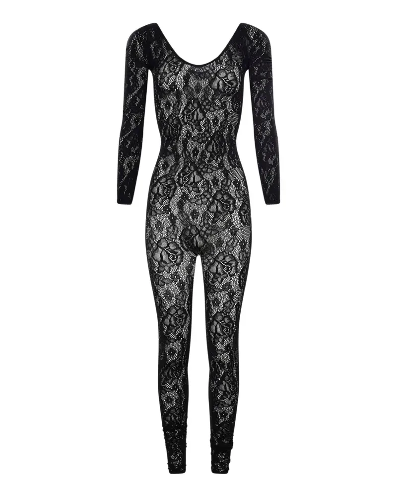 Wolford floral-lace semi-sheer jumpsuit - Schwarz Schwarz