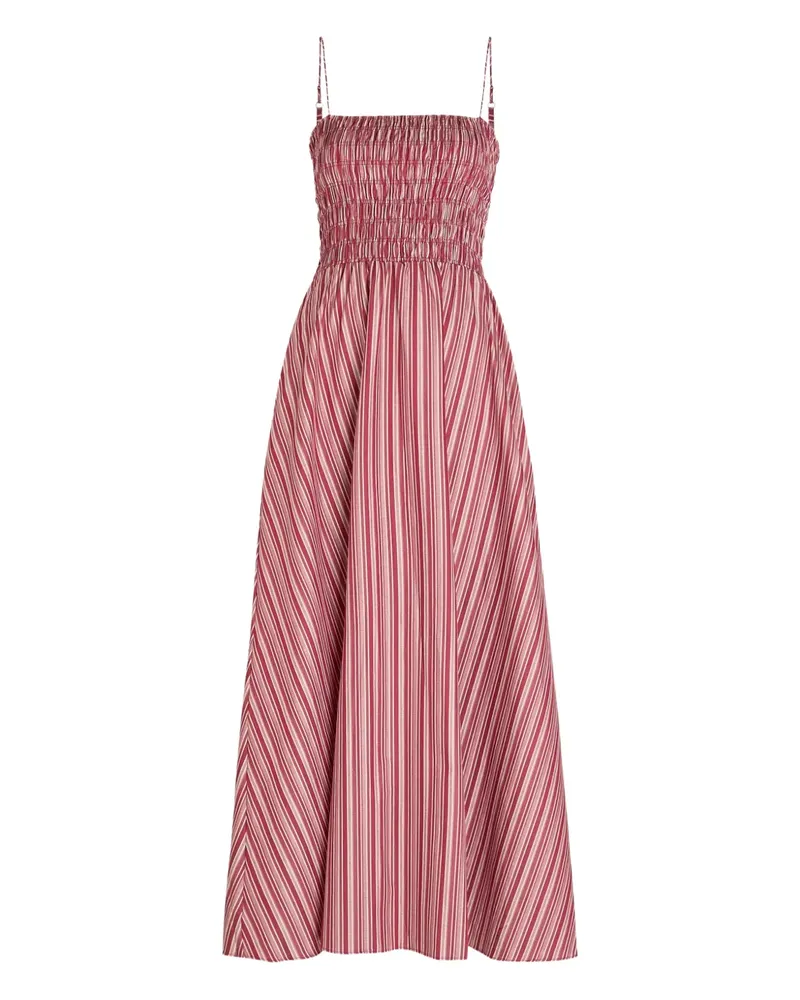 Faithfull The Brand Gestreiftes Kleid mit gerafftem Oberteil - Rot Rot