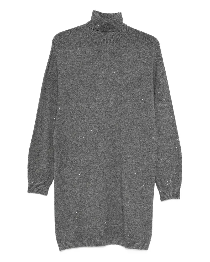 Liu Jo Verziertes Strickkleid mit Rollkragen - Grau Grau