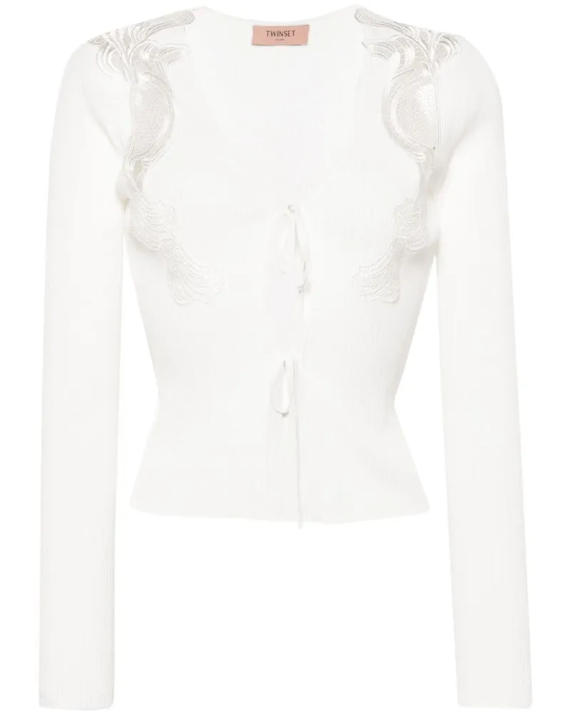 Twin-Set Cardigan mit Schnürung - Weiß Weiß