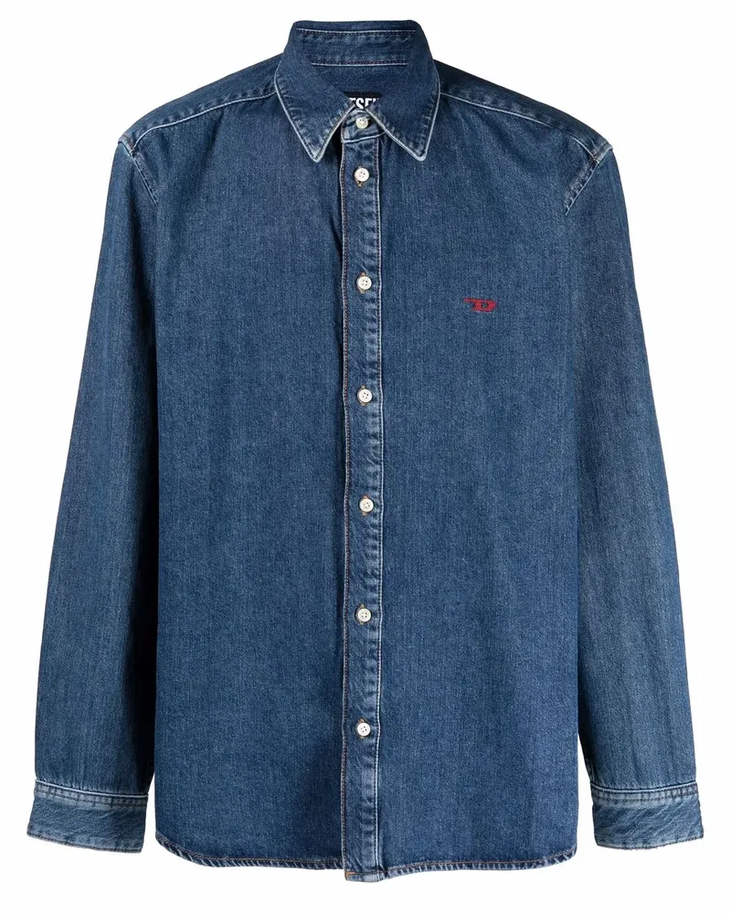 Diesel Langärmeliges Jeanshemd - Blau Blau