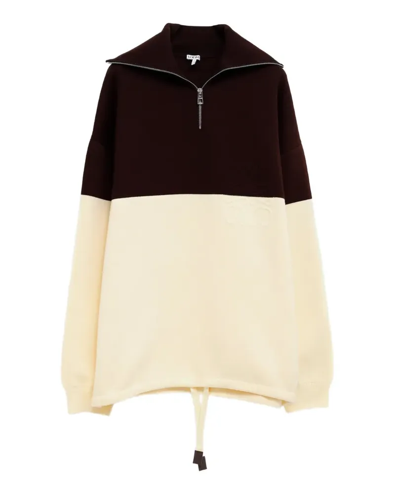 Loewe Anagram-embroidered colour-block sweater - Braun Braun