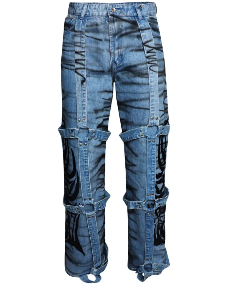 WHO DECIDES WAR Windged Logo Bondage Jeans - Blau Blau