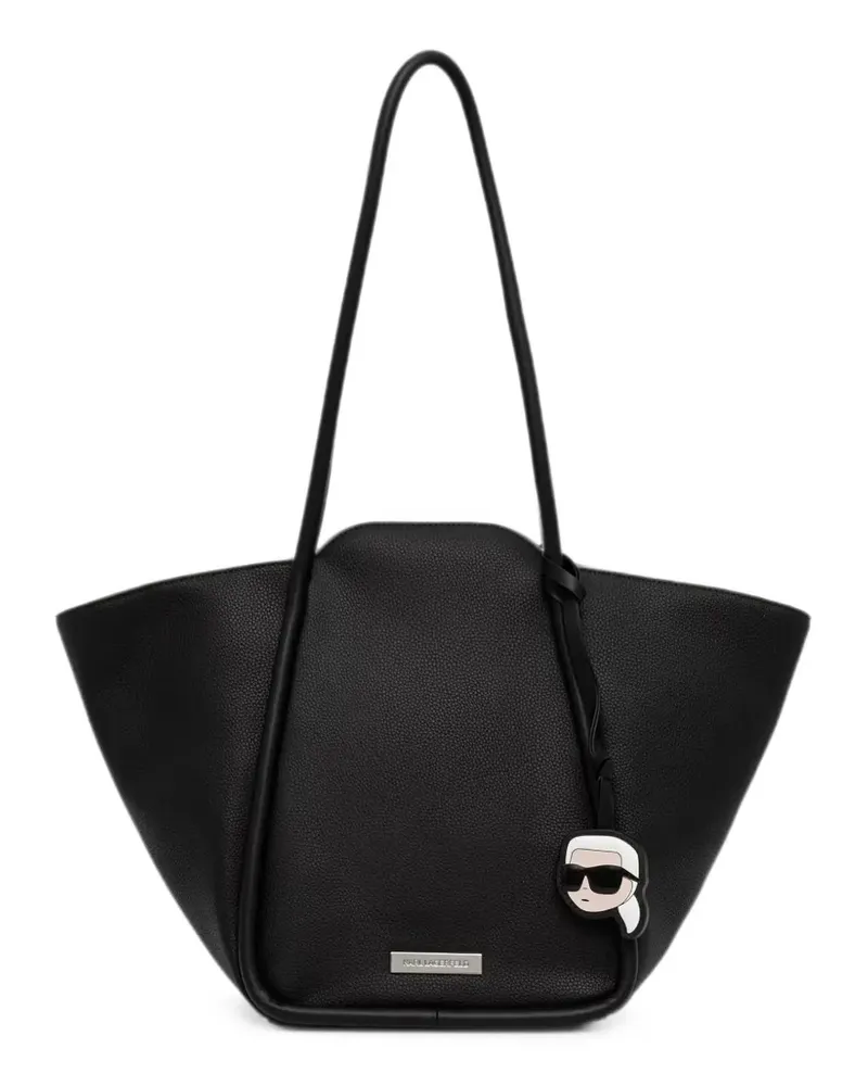 Karl Lagerfeld logo-plaque pebbled tote bag - Schwarz Schwarz
