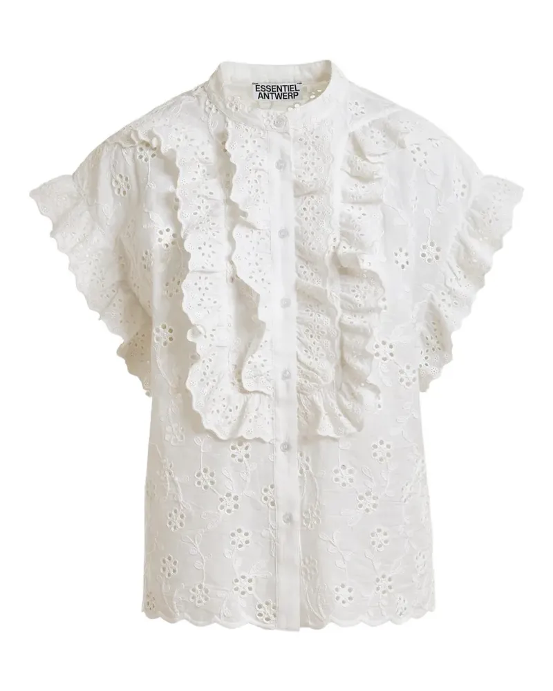 Essentiel broderie-anglaise ruffled-detail shirt - Weiß Weiß