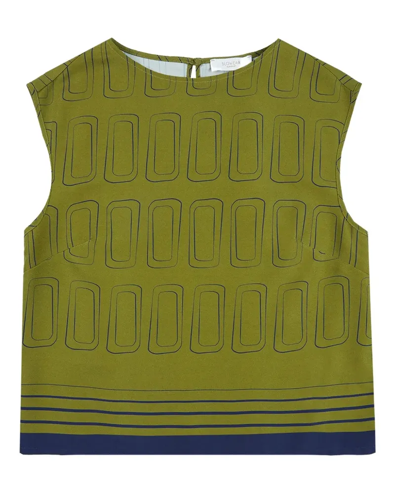 Glanshirt Top mit geometrischem Muster - Grün Grün