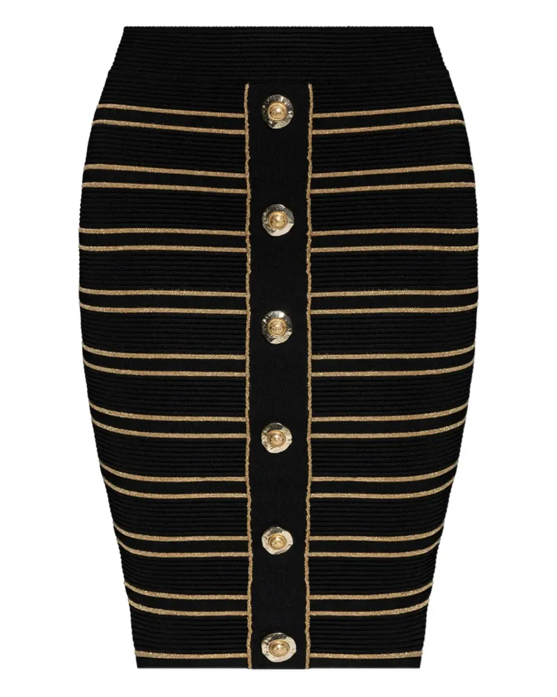 Balmain Gestreifter Bleistiftrock - Schwarz Schwarz