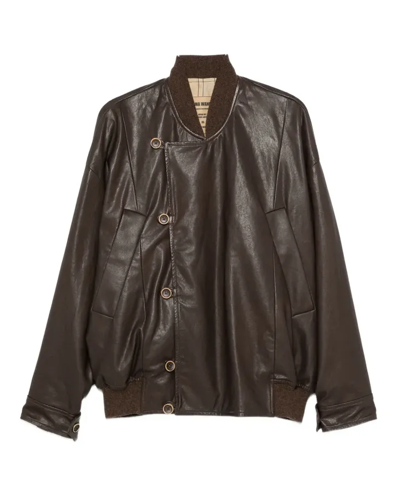 Uma Wang Asymmetrische Lederjacke - Braun Braun
