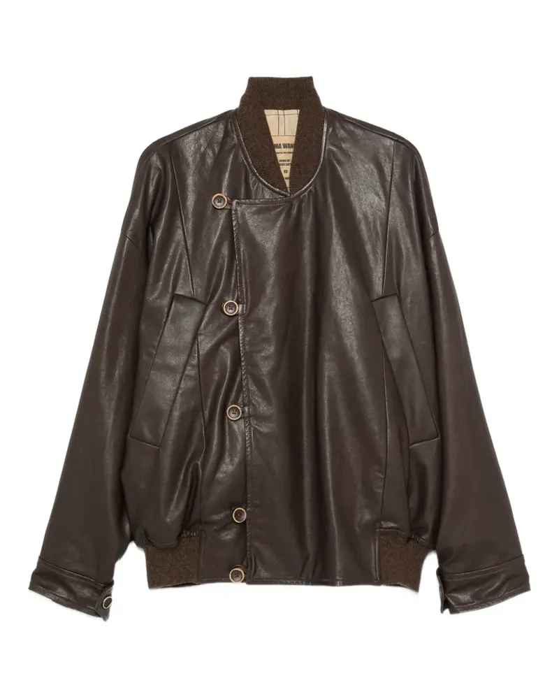 Uma Wang Asymmetrische Lederjacke - Braun Braun