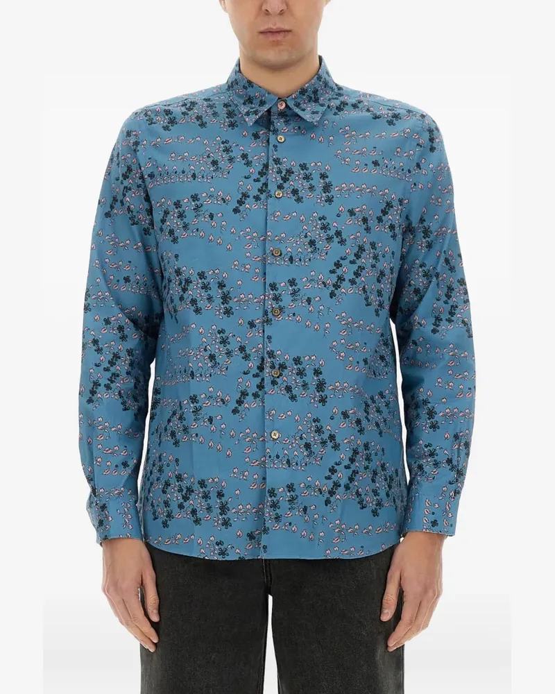 Paul Smith Hemd mit Blumenmuster - Blau Blau