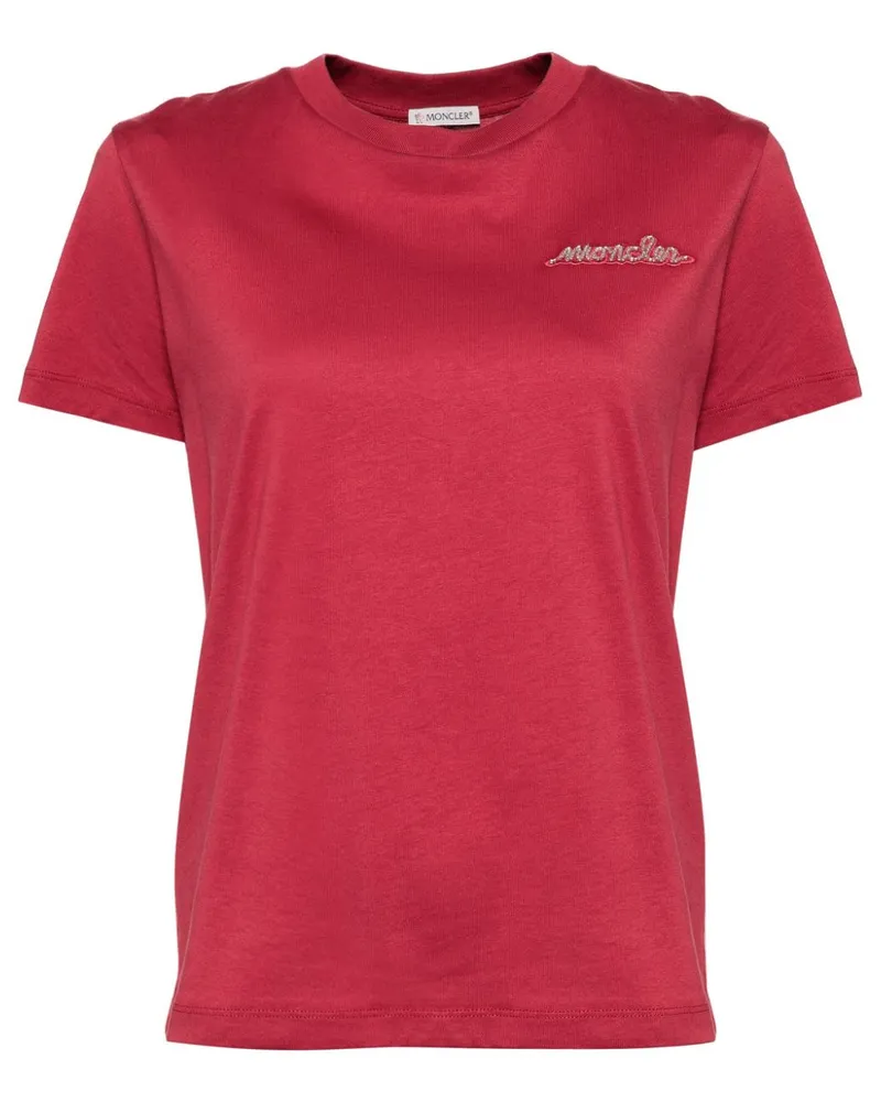 Moncler T-Shirt mit Perlen-Logo - Rot Rot