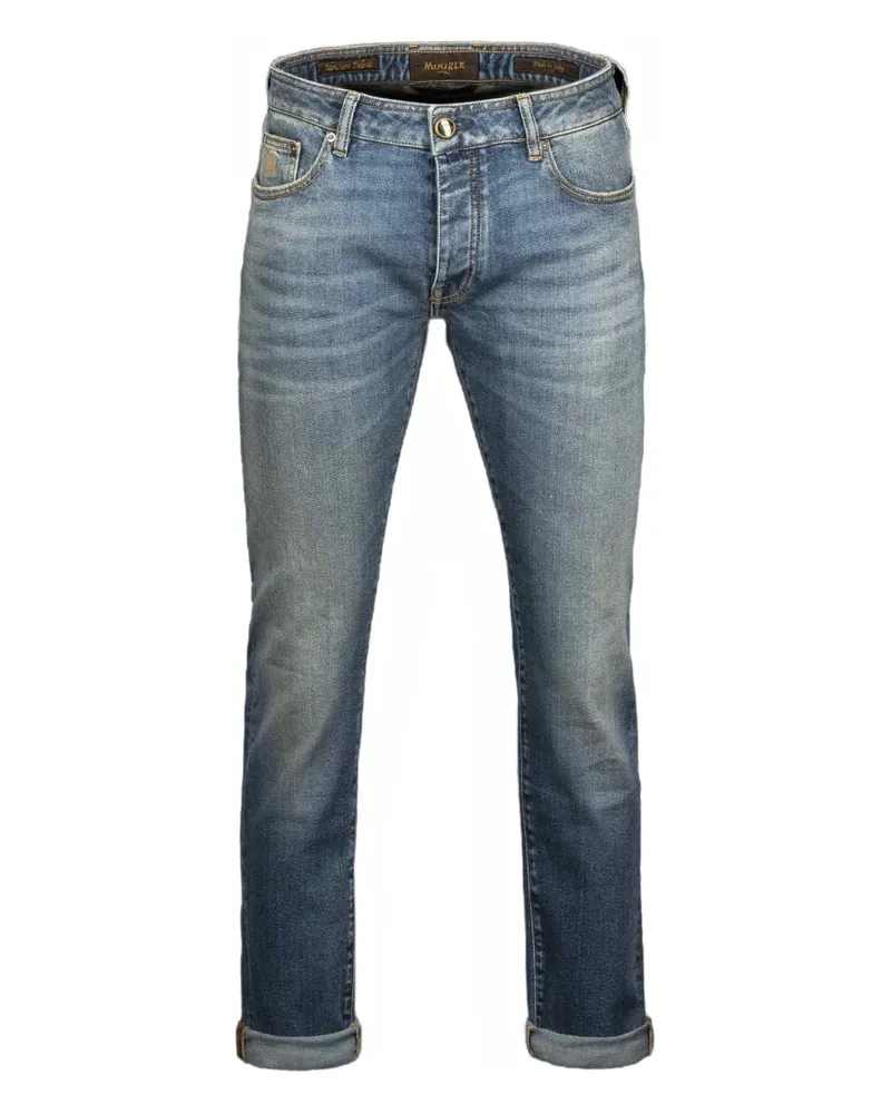 MOORER Jeans mit Logo-Patch - Blau Blau