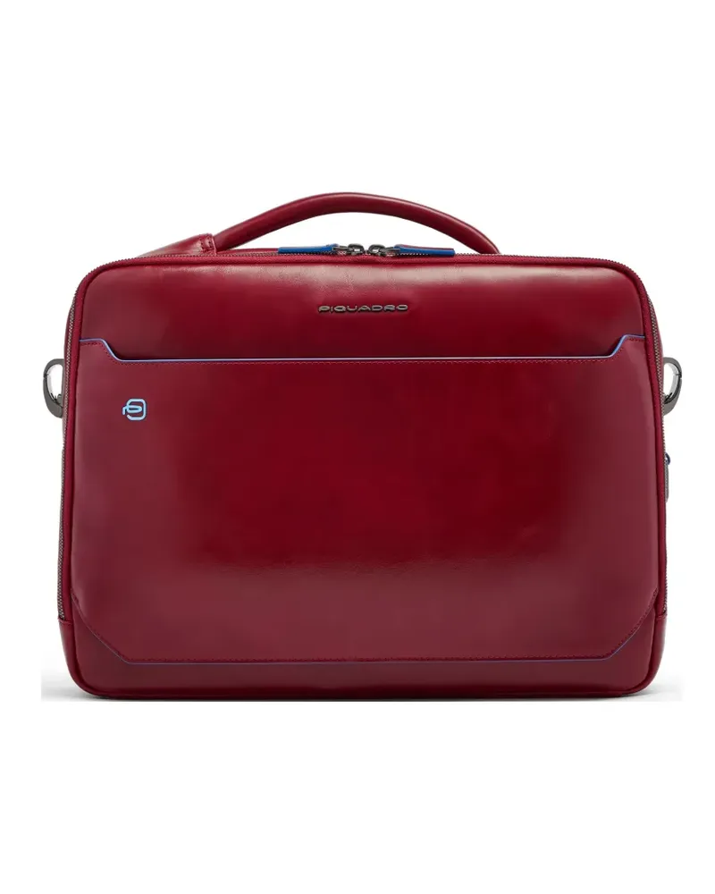 Piquadro logo-lettering leather laptop bag - Rot Rot