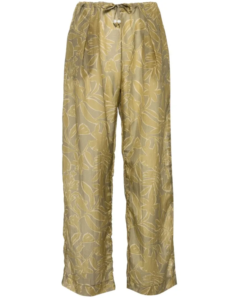 Alohas Florale Tiki Hose - Grün Grün