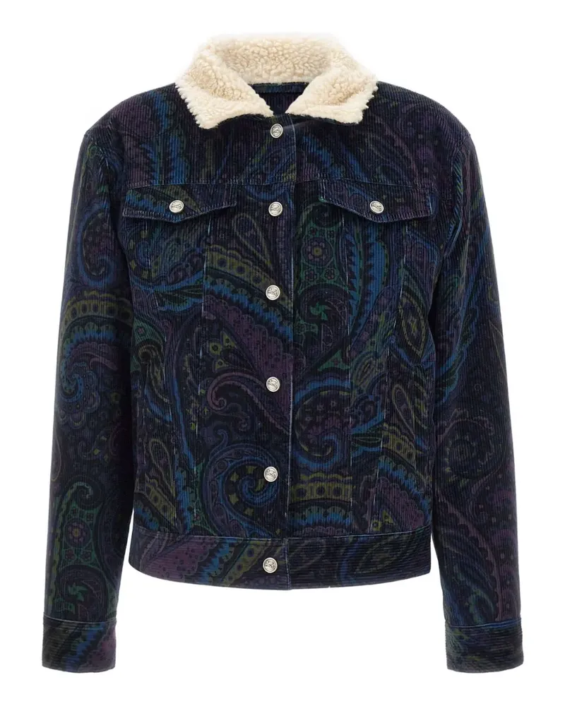Etro Giubbino Cordjacke mit Paisley-Print - Blau Blau