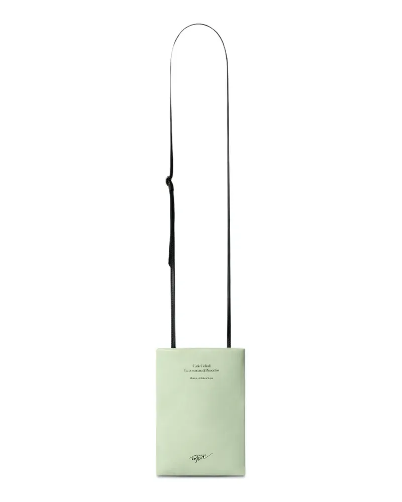 Christophe Lemaire Mittelgroße Book Clutch aus bedrucktem Nappaleder - Grün Grün