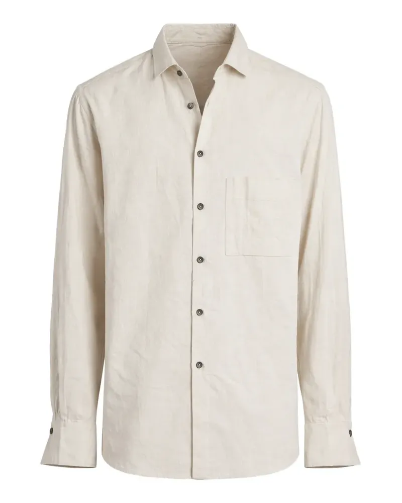 Ziggy Chen chest-pocket button-up shirt - Nude Nude