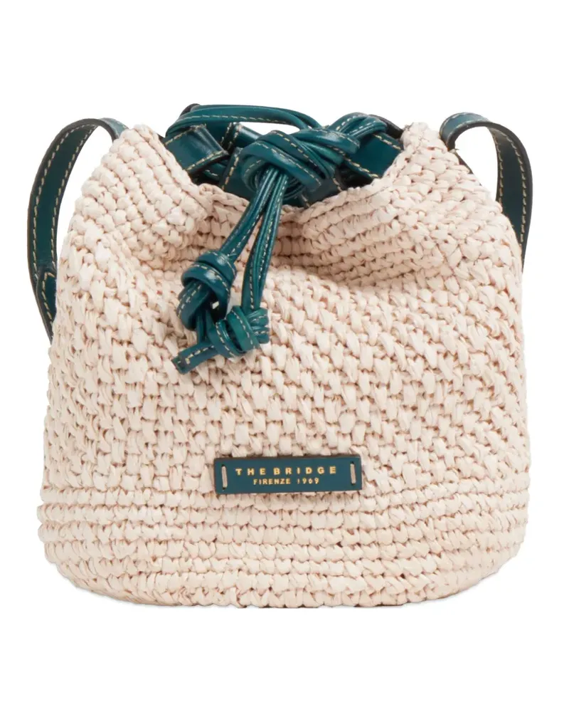 The Bridge straw leather-trim bucket bag - Nude Nude