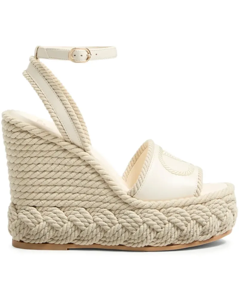 Valentino Garavani VLogo Torchon Wedge-Sandalen 130mm - Weiß Weiß