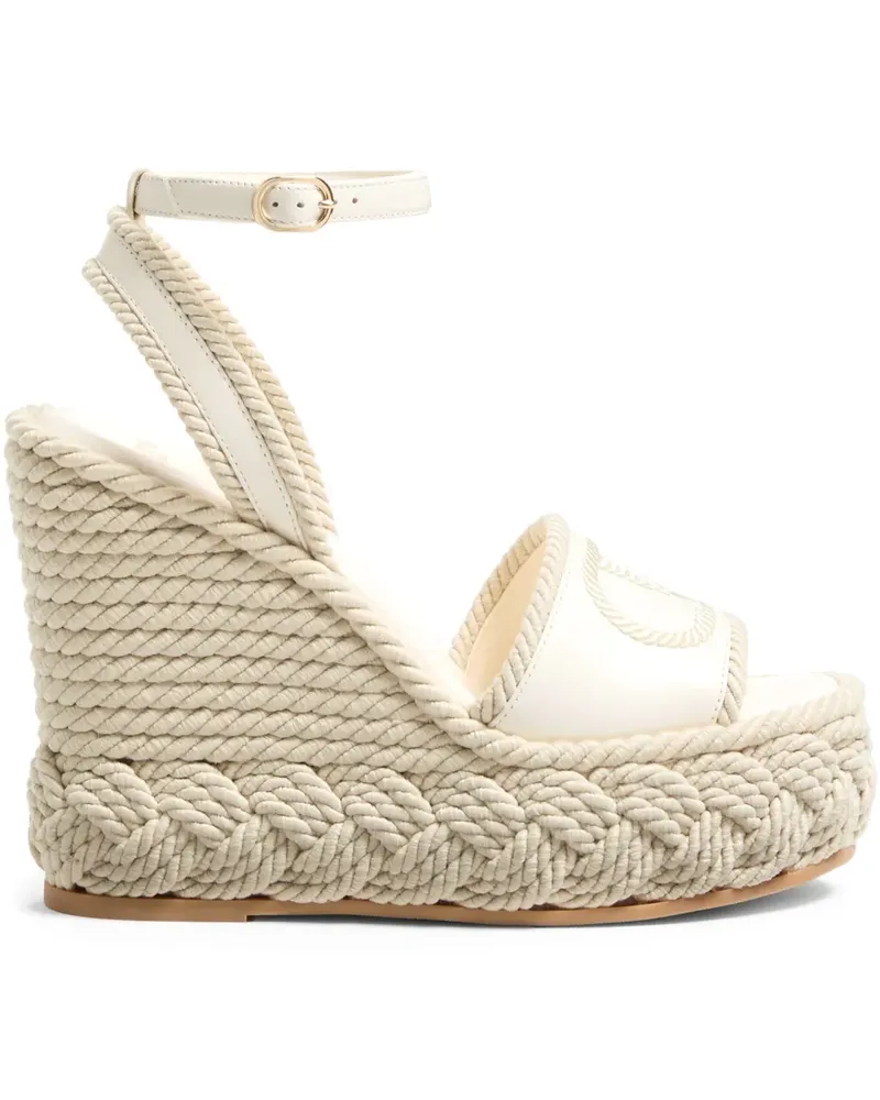 Valentino Garavani VLogo Torchon Wedge-Sandalen 130mm - Weiß Weiß