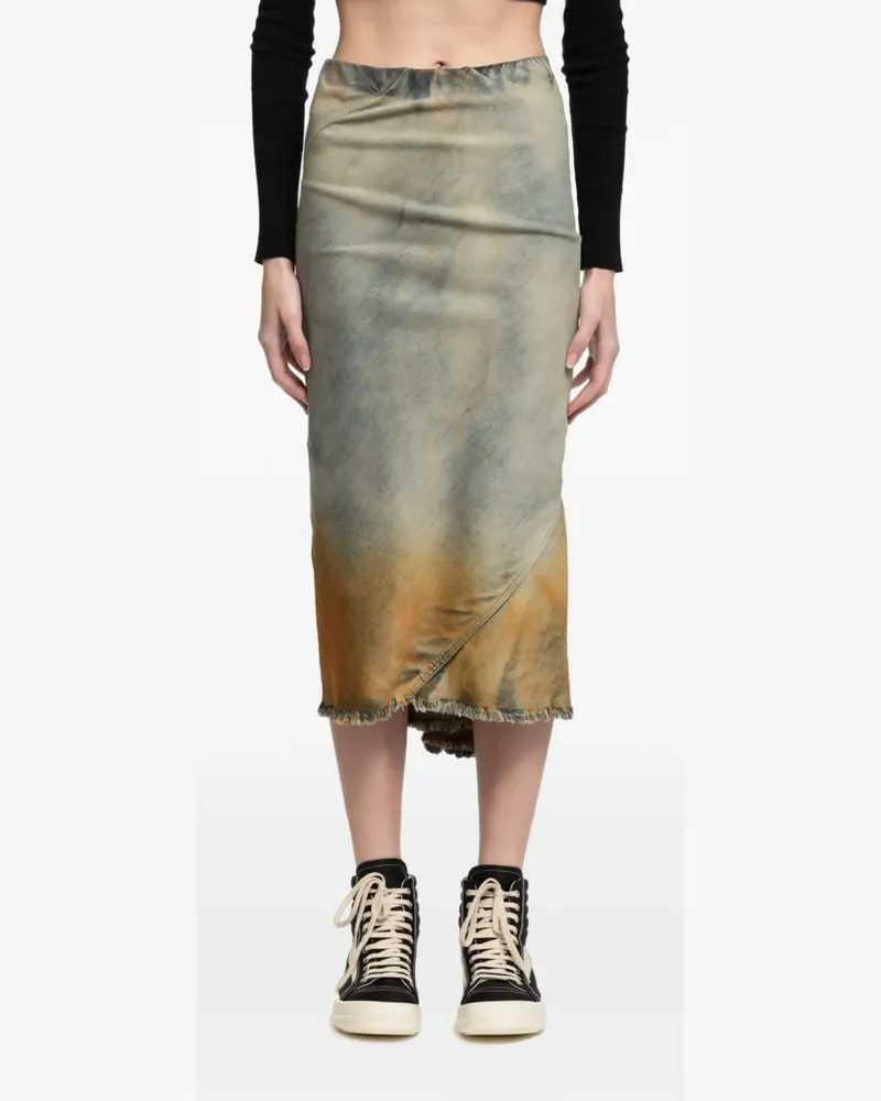 DRKSHDW by Rick Owens dégradé-effect frayed midi skirt - Blau Blau