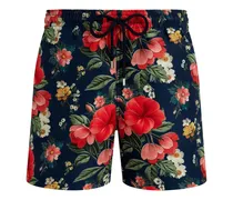 Badeshorts mit Blumen-Print - Blau