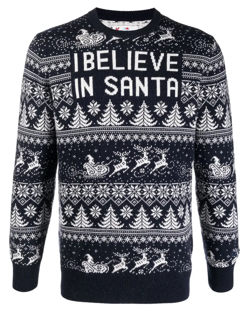 MC2 Saint Barth Fein gestrickter Santa Pullover - Blau Blau