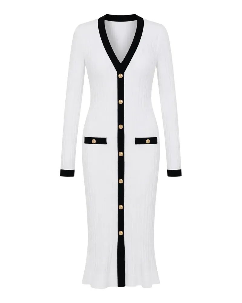 Guess Midikleid mit V-Ausschnitt - Weiß Weiß