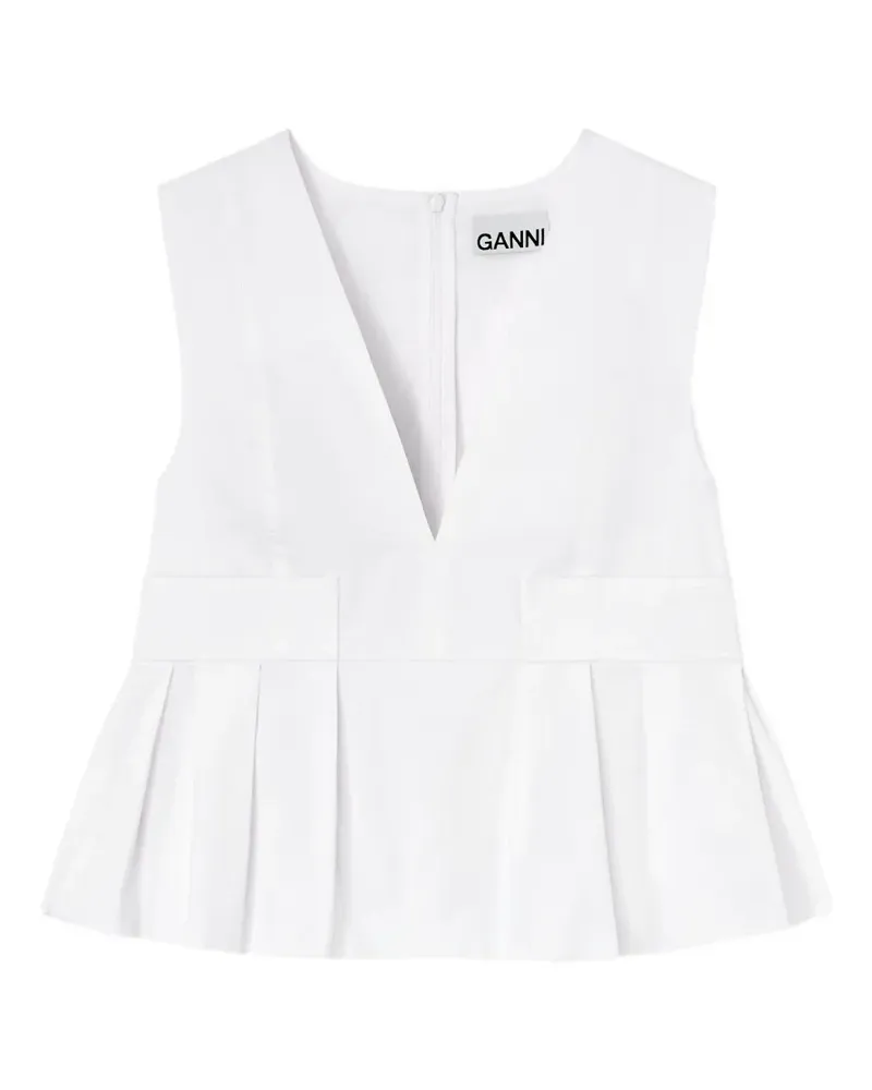 Ganni Oberteil mit V-Ausschnitt - Weiß Weiß