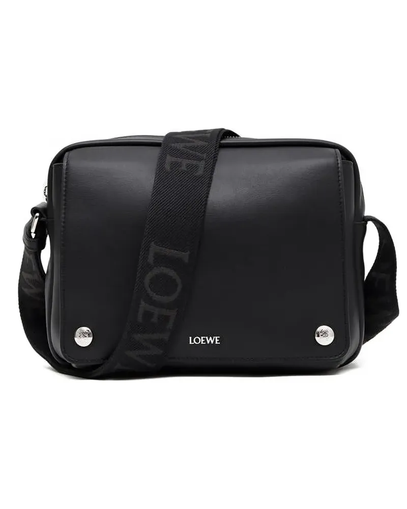 Loewe Schultertasche mit Logo-Schild - Schwarz Schwarz