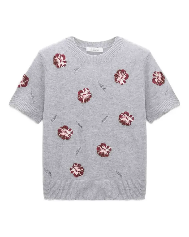 Dorothee Schumacher Blooming Statements floral-motif distressed sweater - Grau Grau