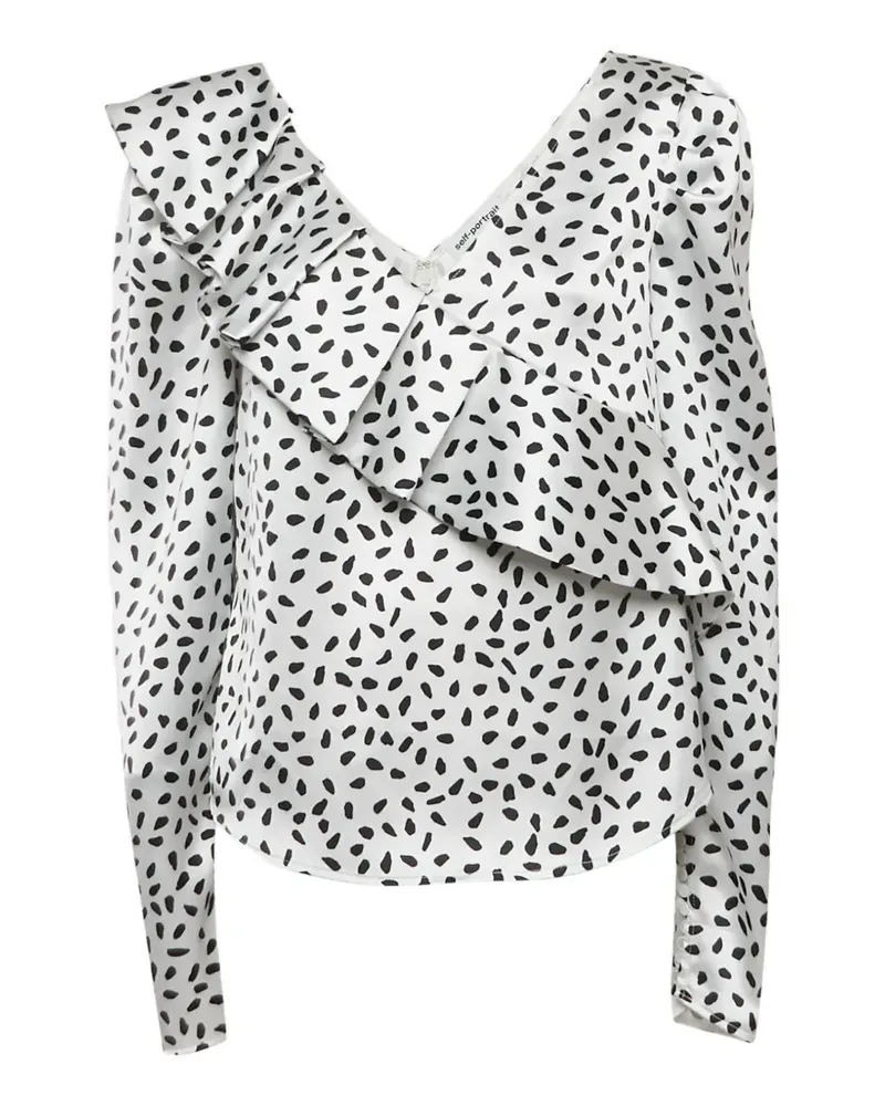 Self-Portrait printed satin blouse - Weiß Weiß