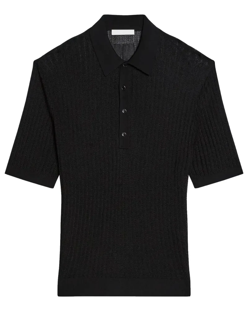 Helmut Lang Poloshirt aus geripptem Strick - Schwarz Schwarz