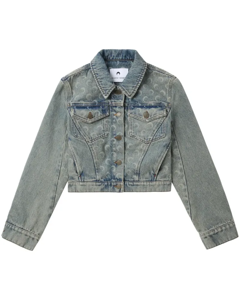 Marine Serre Moon Laser Cropped-Jacke - Blau Blau