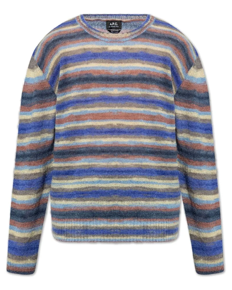 A.P.C. Gestreifter Mohairpullover - Blau Blau